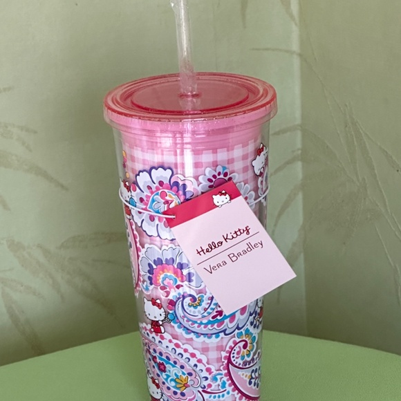 VERA BRADLEY HELLO KITTY DOUBLE WALL TUMBLER W/STRAW:NWT HELLO KITTY PAISLEY - Picture 3 of 15